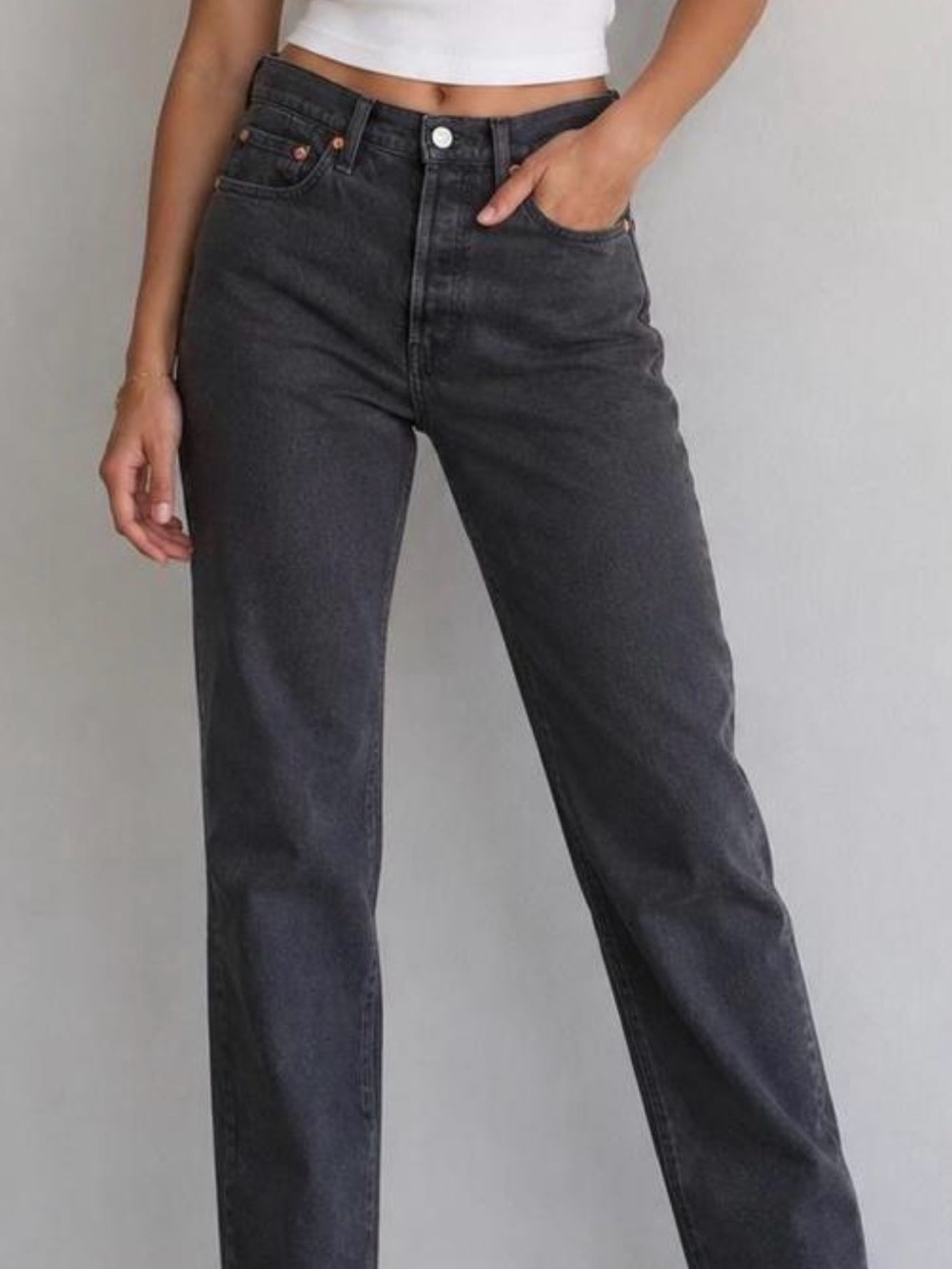 Vintage 90s Levi’s 501s Black Straight-Leg Jeans